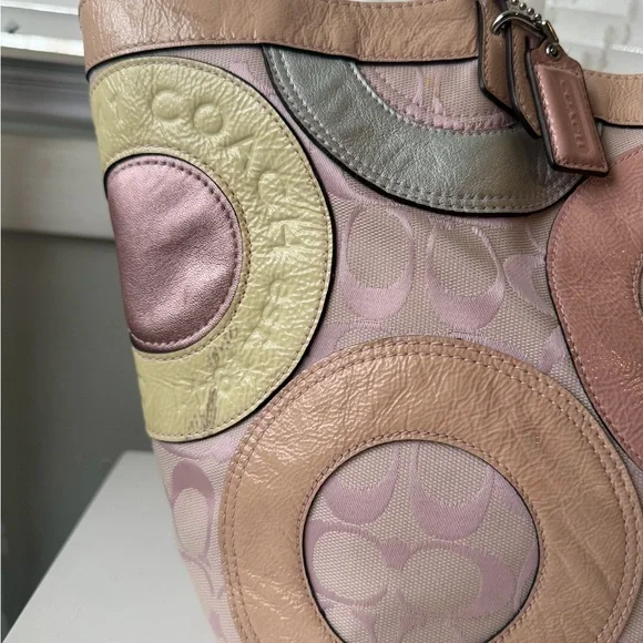 Coach pink patchwork Signature Tote Bag - Picture 3 of 5